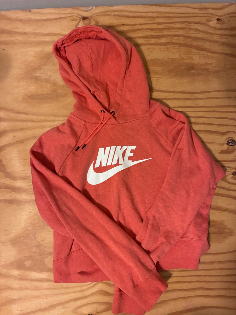Nike Coral-Orange Logo Cropped Hoodie